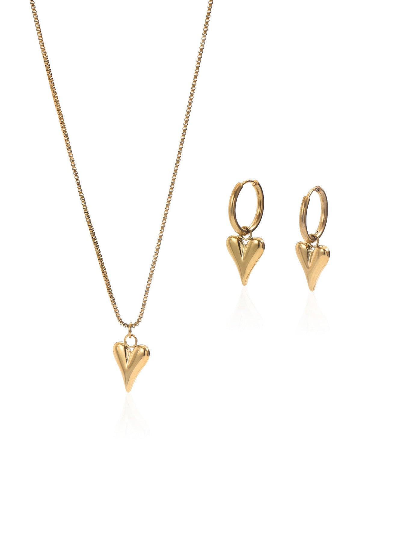 18K Gold Plated Stainless Steel Heart Jewelry set