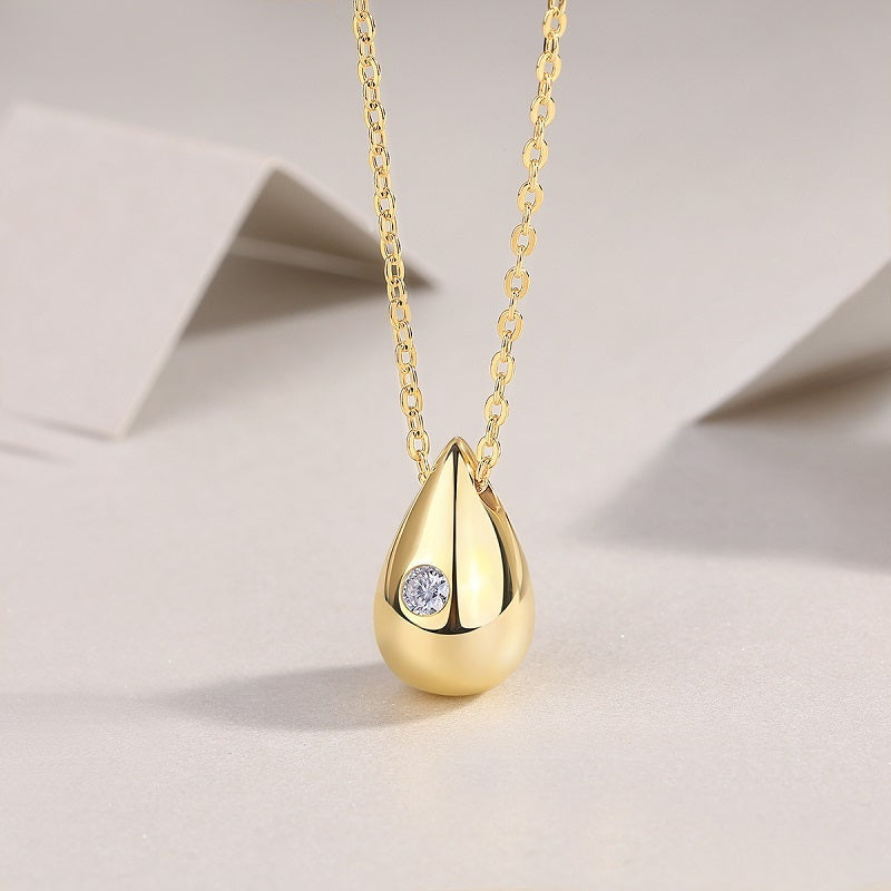 Dreamy Water Drop Necklace With 1-carat Moissanite S925 Sterling Silver And Gold Plating