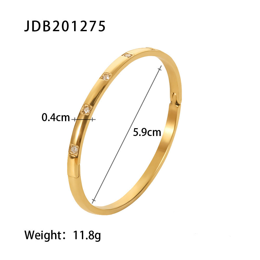 Gold-plated Stainless Steel Bracelets With Zirconia