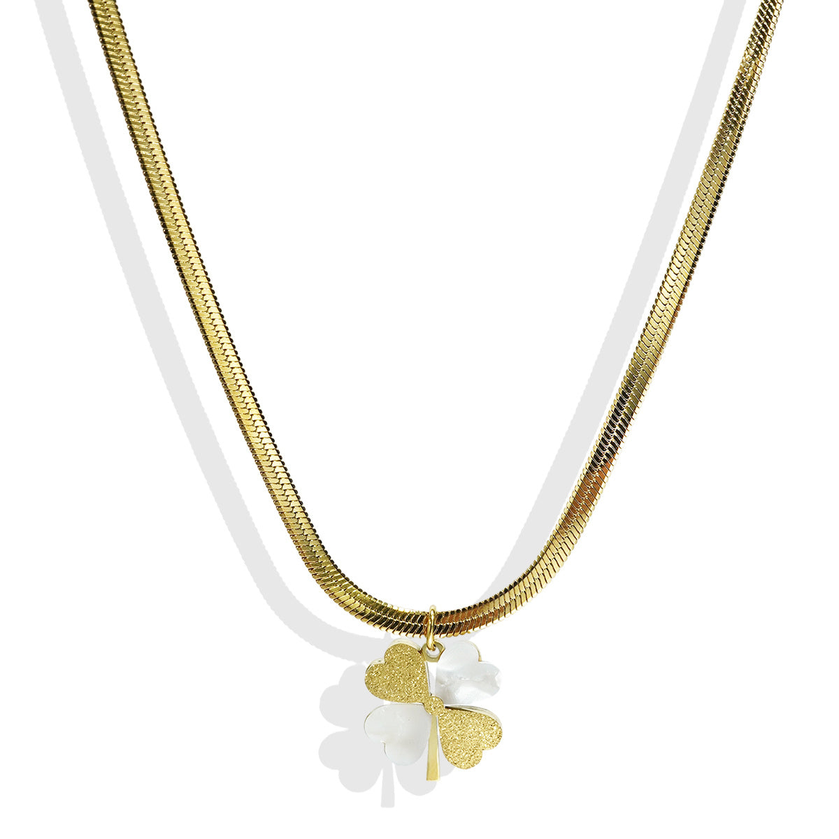 Lxalry 18K Gold Plated Double Clover Luck Necklace