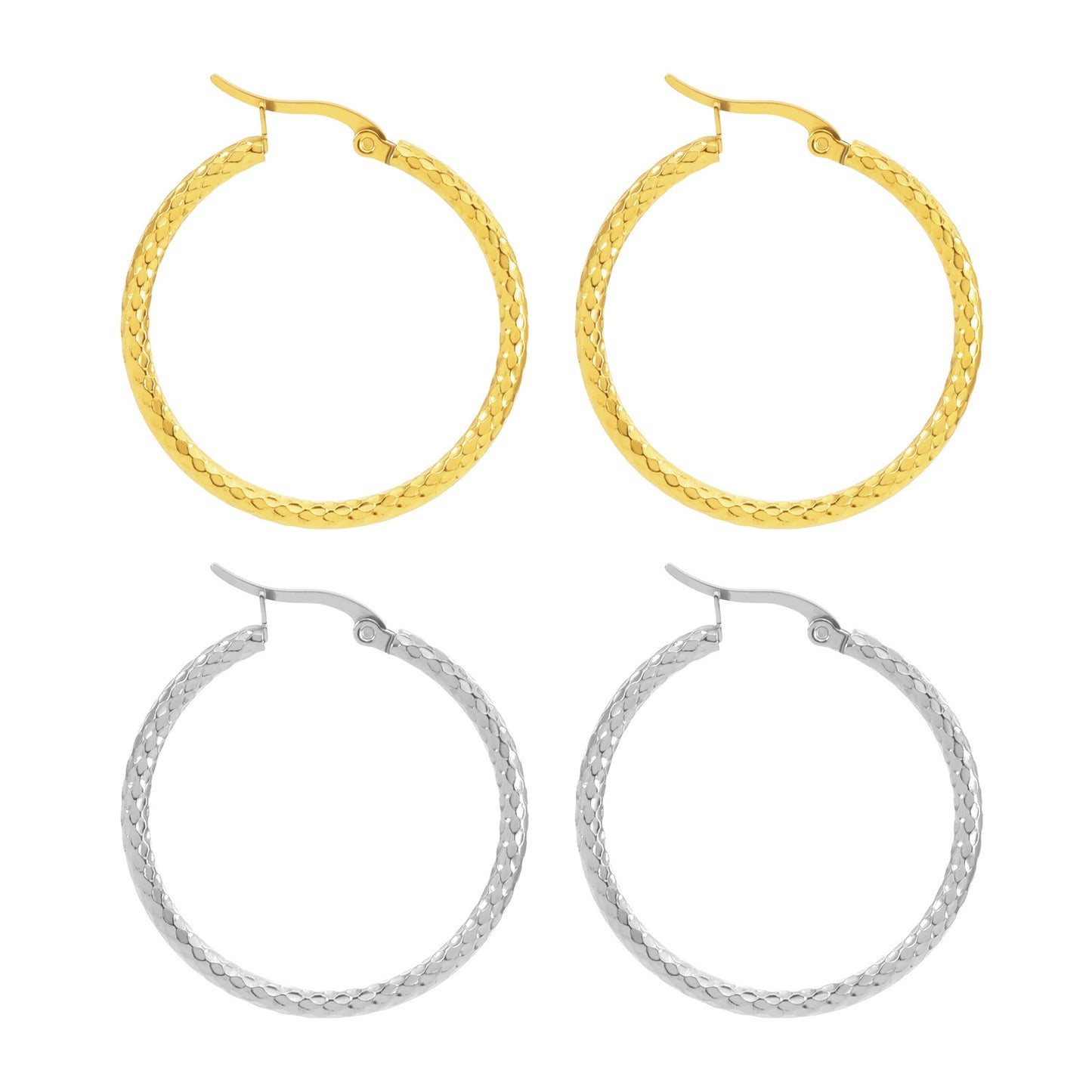 18K Gold-plated Dense Emboss Round Earrings