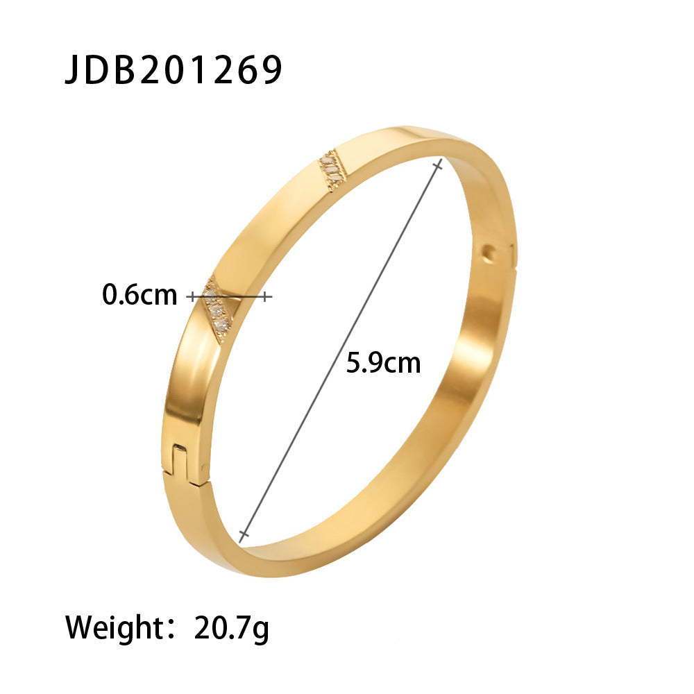 Gold-plated Stainless Steel Bracelets With Zirconia