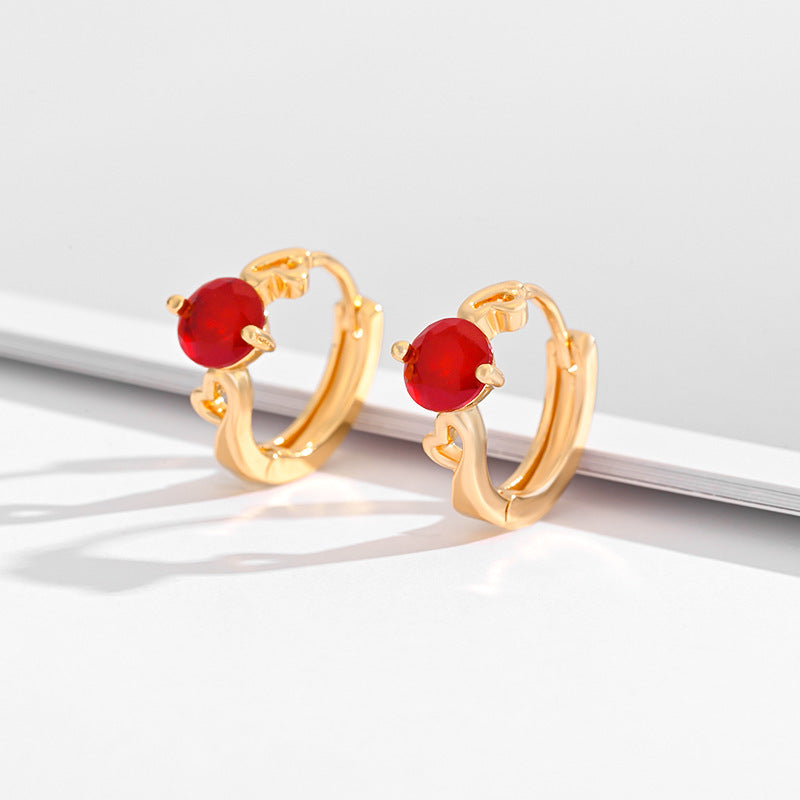 Multi-style Square Crystal Zircon Gold Plated Ear Ring