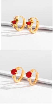 Multi-style Square Crystal Zircon Gold Plated Ear Ring