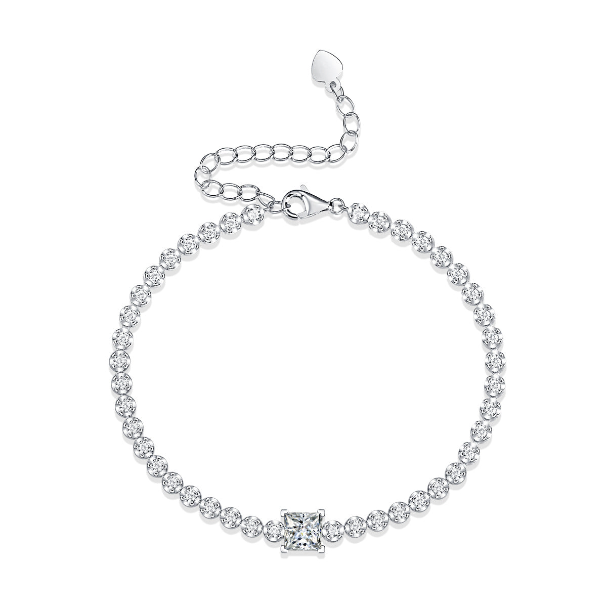 Rubik's Cube Moissanate Diamond Silver Bracelet