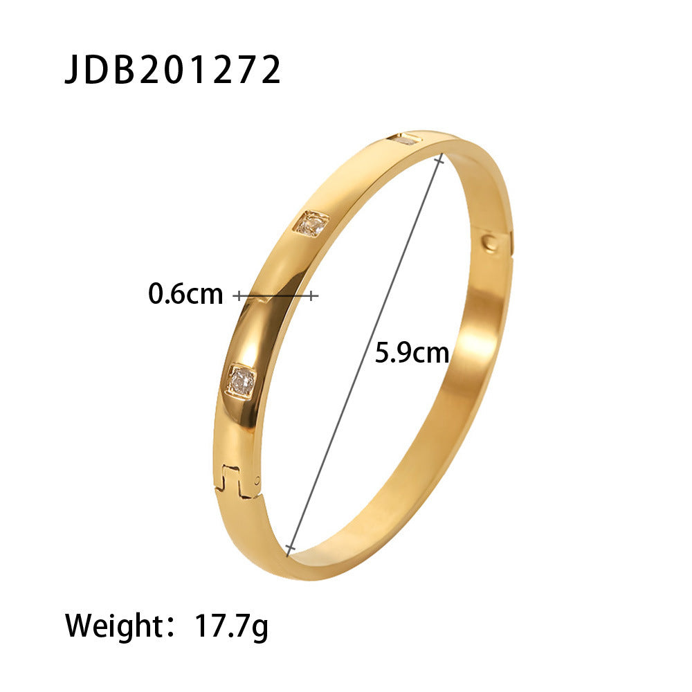 Gold-plated Stainless Steel Bracelets With Zirconia