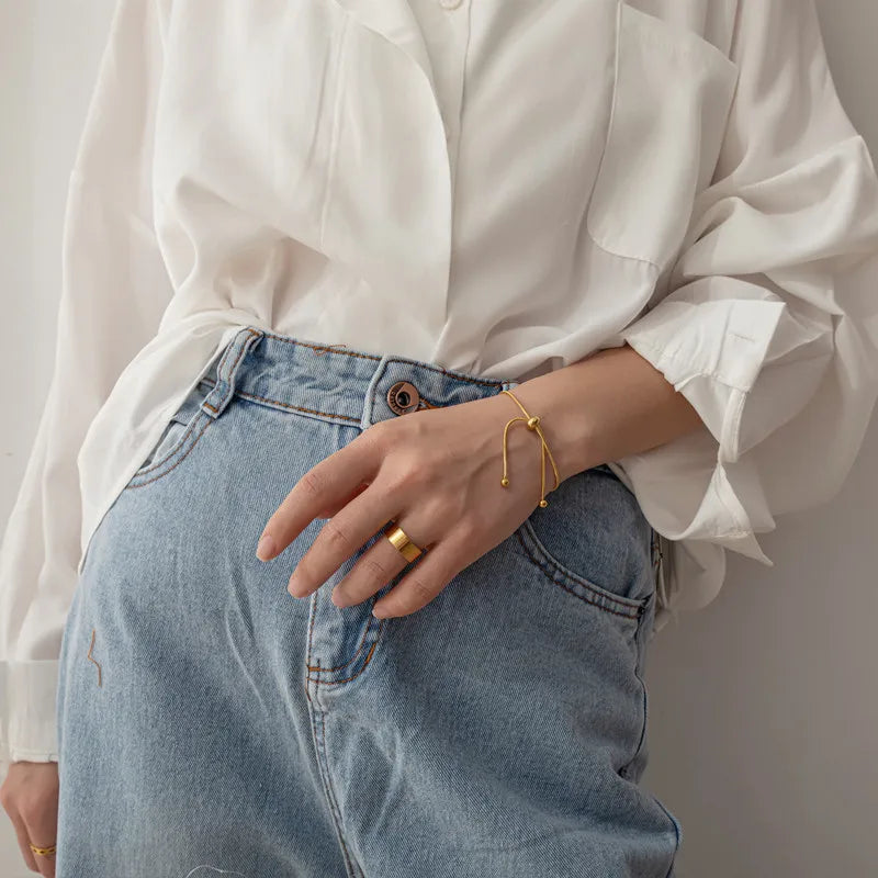 Snake Chain Bracelet Bangle For Women Stainless Steel Adjustable Slider Bracelet Minimalist Jewelry Rose Gold Silver Color Gift