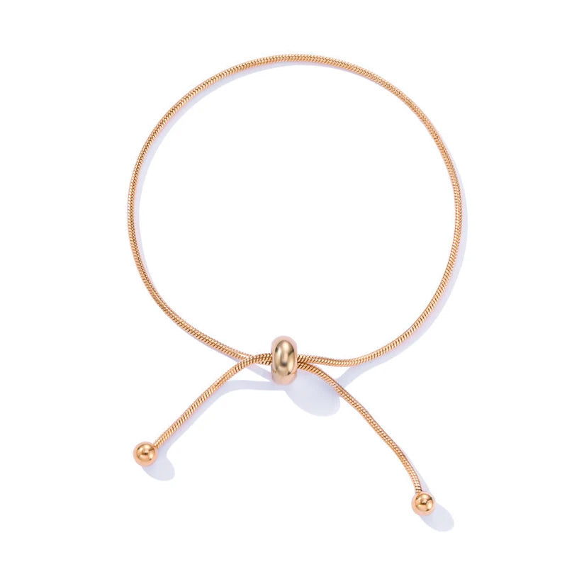 Snake Chain Bracelet Bangle For Women Stainless Steel Adjustable Slider Bracelet Minimalist Jewelry Rose Gold Silver Color Gift