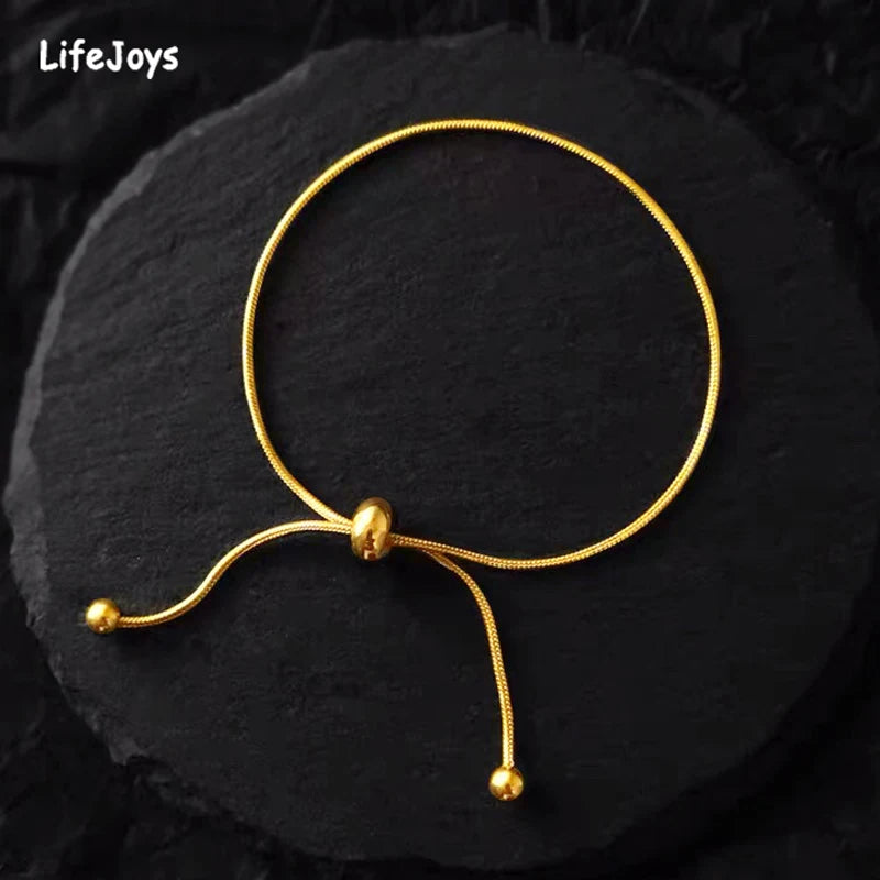 Snake Chain Bracelet Bangle For Women Stainless Steel Adjustable Slider Bracelet Minimalist Jewelry Rose Gold Silver Color Gift