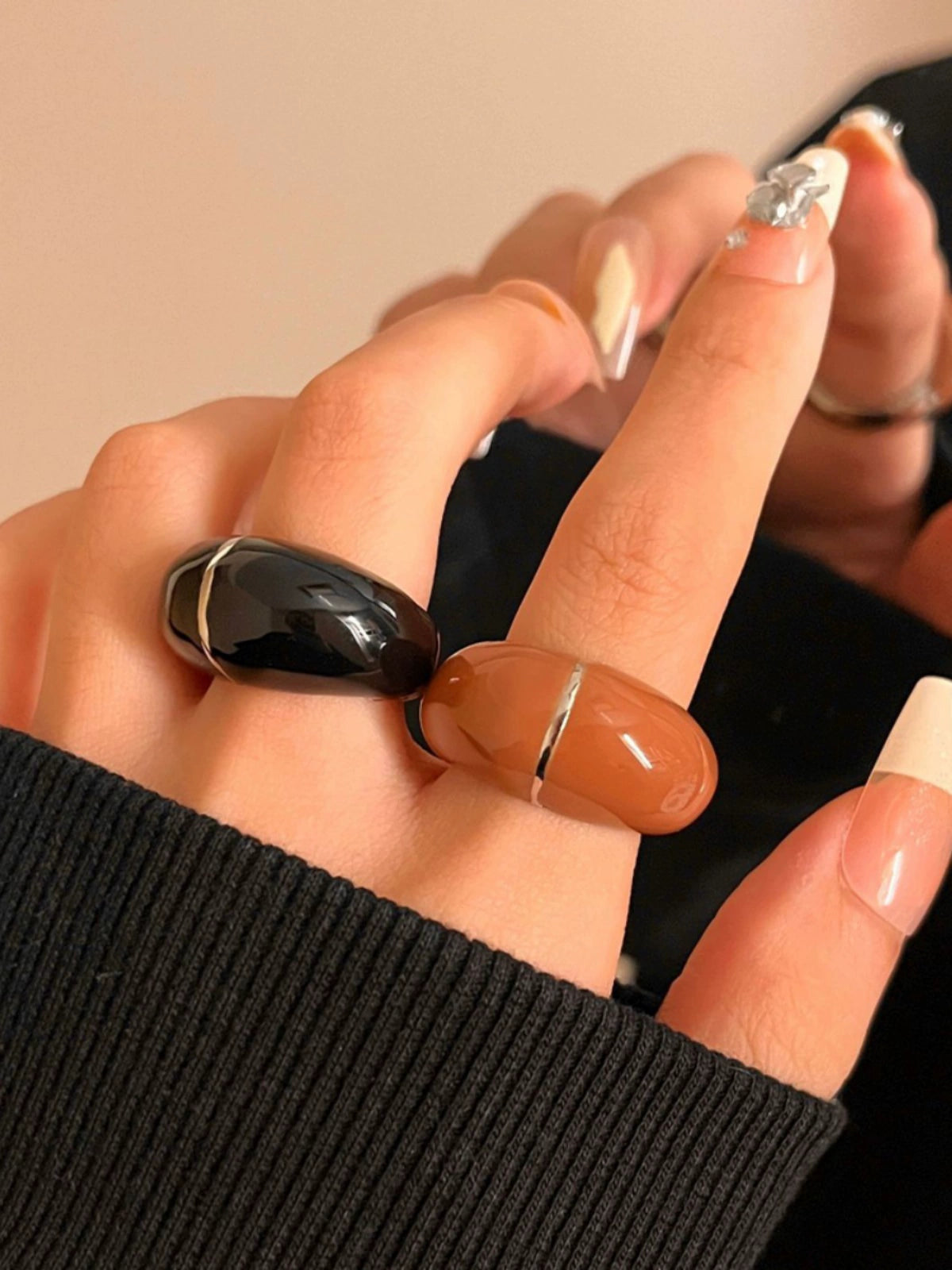 INS Fashion Gold Plated Drip Glazed Female Niche Style Ring