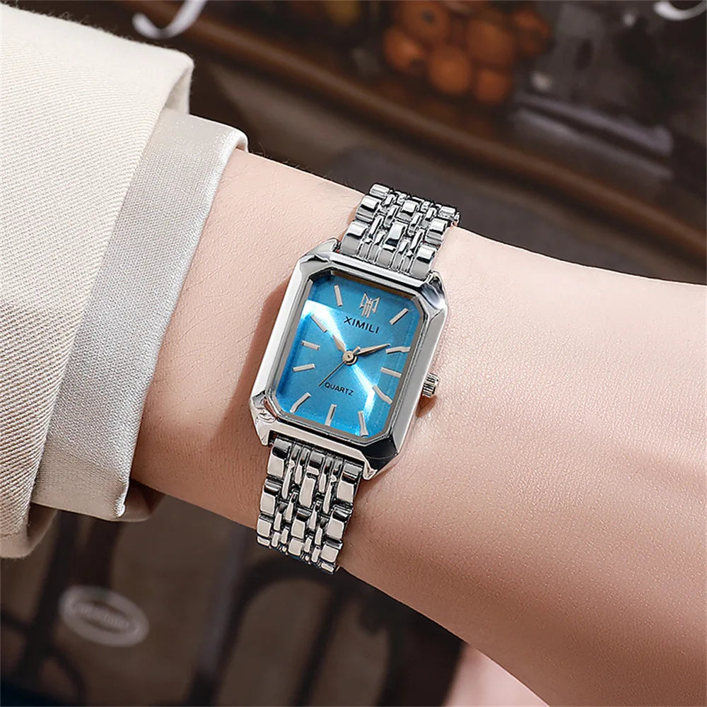 New Women Watch Light Luxury Brand Stainless Steel Ladies Business Watches Female Student Fashion Quartz Wristwatch