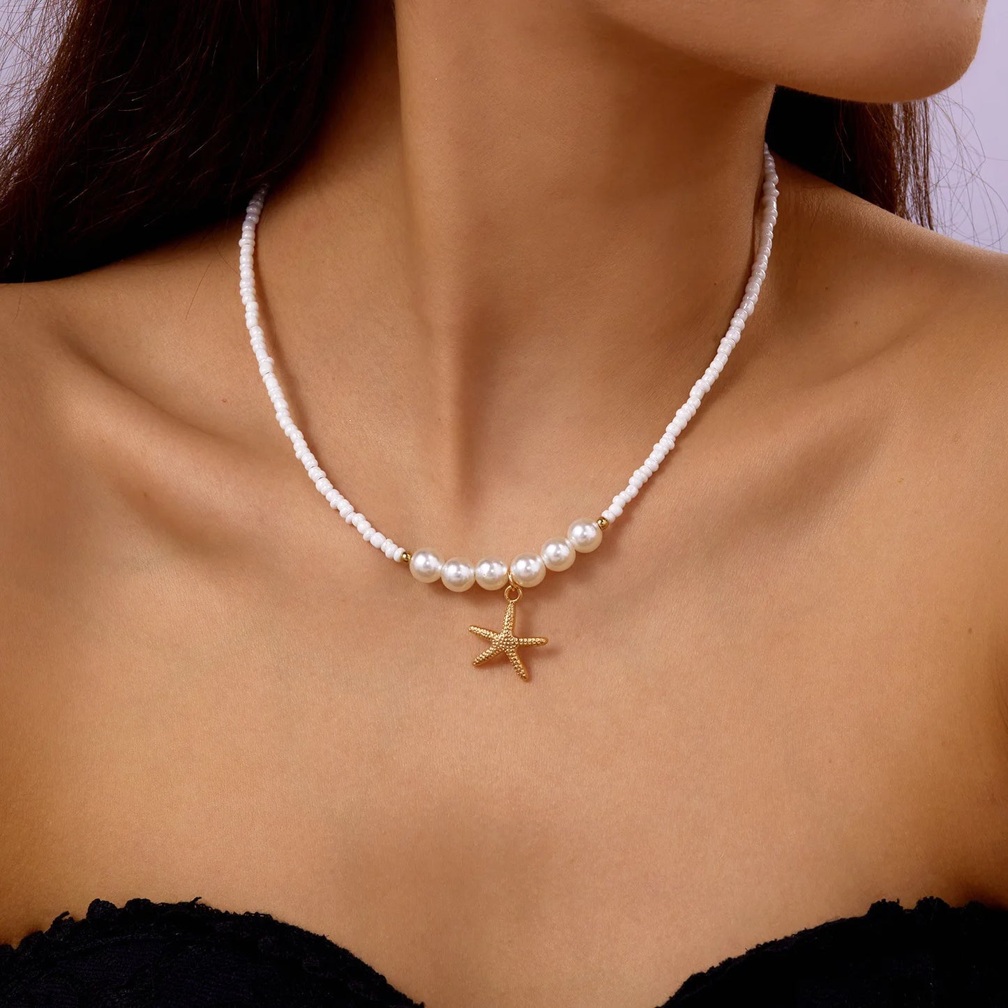 New Beach Style Seashell Necklace Beaded Choker Necklaces for Women Handmade Starfish Pendant Fashion Ocean Jewelry Чокер