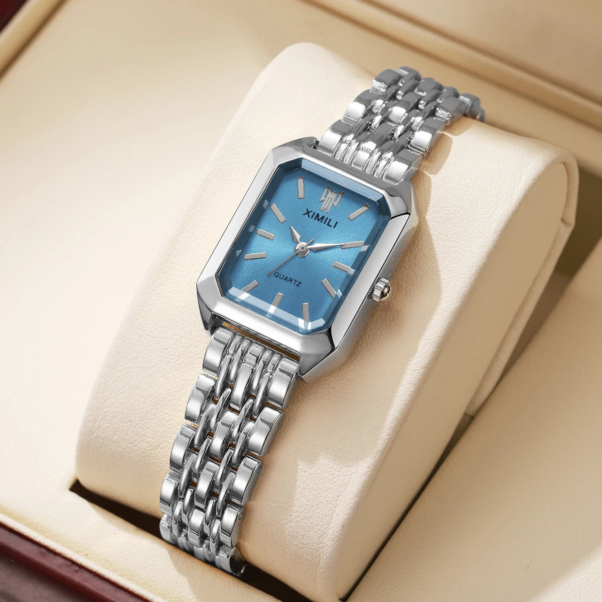 1/2/4PCS Luxury Women Watches Fashion Rectangle Woman Quartz Watch Stainless Steel Band Wristwatches Reloj Mujer(Without Box)