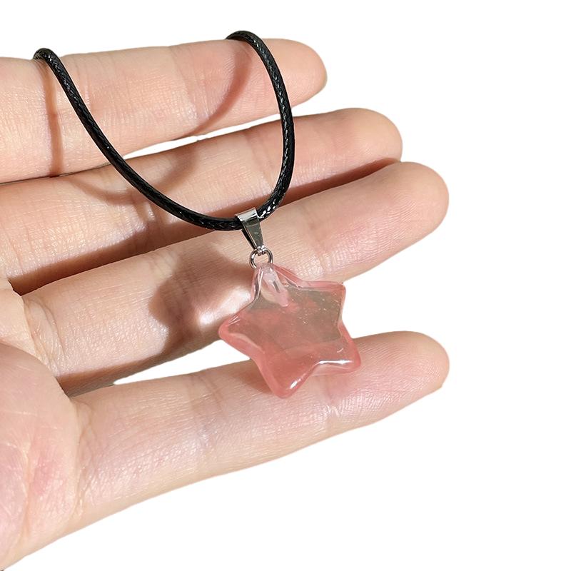 Pentagram Star Crystal Pendant Necklace Sacred Healing Gemstone Natural Stone Pendant for Women Girls Necklace Crystal Healing