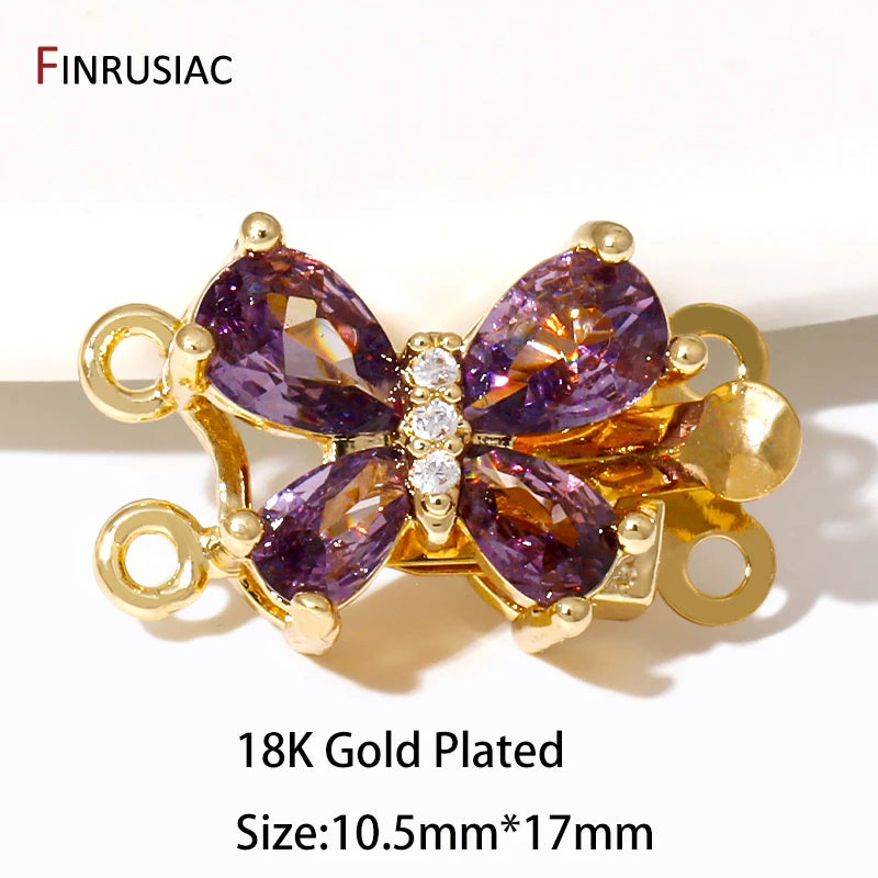 Multi Styles 18K Gold Plated Brass Flower Insert Safety Clasps,Fastener Pearl Clasps Connectors For DIY Jewelery Making Supplies