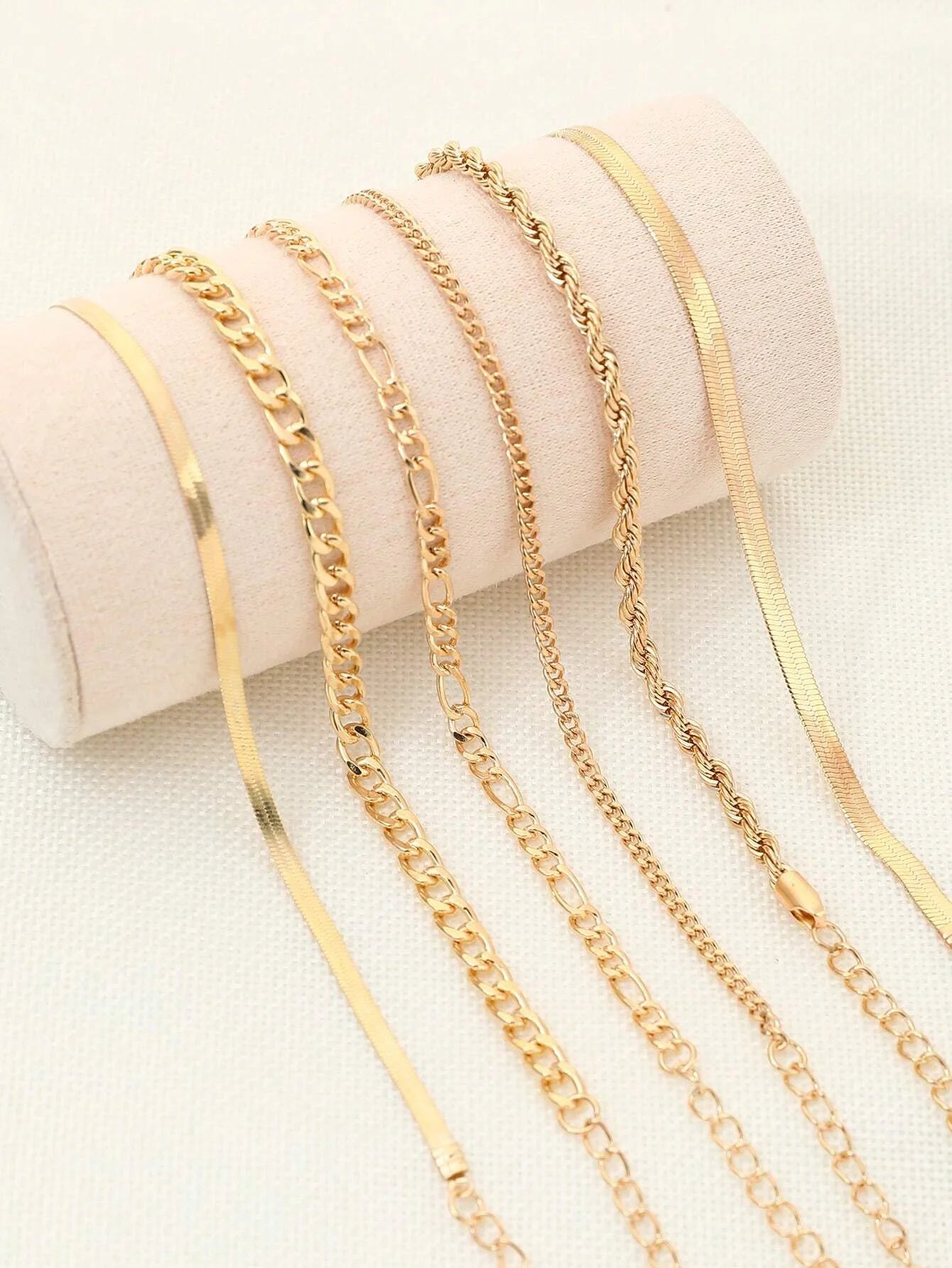 6pcs Punk Style Simple Cold Tone Chain Fashion Bracelet Set Suitable For Women's Daily Wear