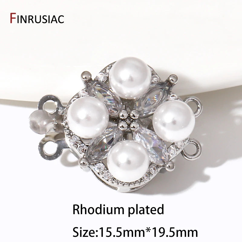 Multi Styles 18K Gold Plated Brass Flower Insert Safety Clasps,Fastener Pearl Clasps Connectors For DIY Jewelery Making Supplies