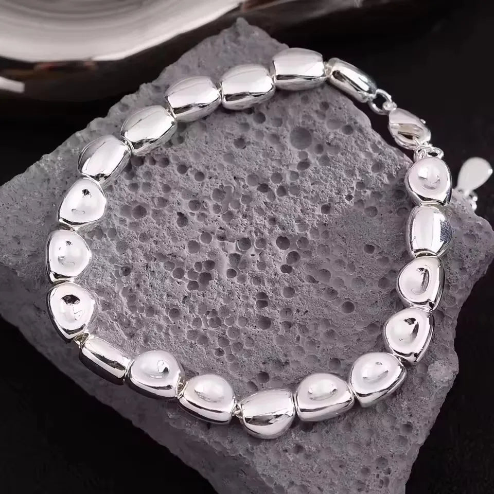 VENTFILLE 925 Sterling Silver Line Extremely fine Bracelet for Women Love Haert Bead Korean Ins Sweet Jewelry Gift
