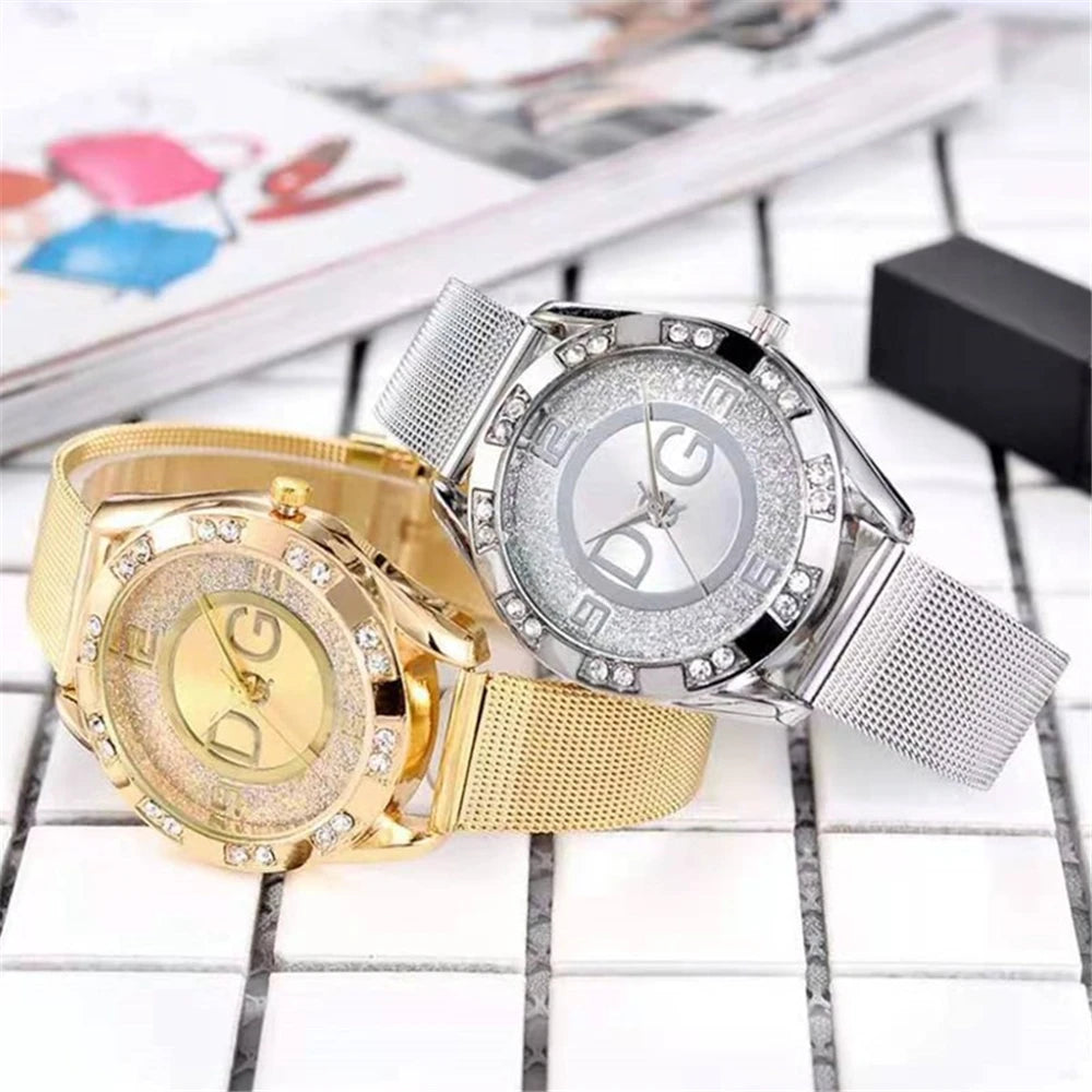 Luxury 2025 Women's watches With Diamonds Simple Digital Design Ladies' Quartz Watch Casual Gold Mesh Belt Women Clock Strap