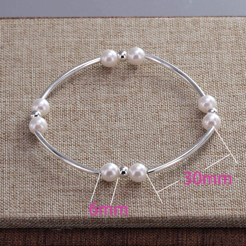 VENTFILLE 925 Sterling Silver Line Extremely fine Bracelet for Women Love Haert Bead Korean Ins Sweet Jewelry Gift