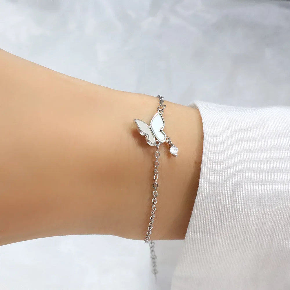 VENTFILLE 925 Sterling Silver Line Extremely fine Bracelet for Women Love Haert Bead Korean Ins Sweet Jewelry Gift