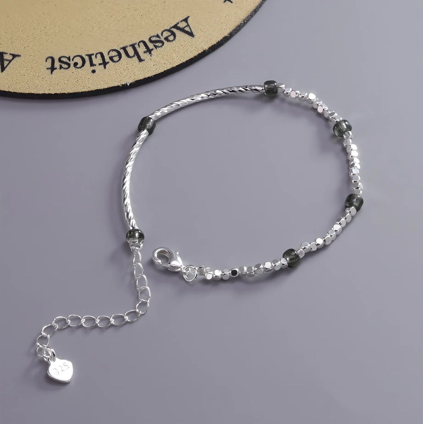 VENTFILLE 925 Sterling Silver Line Extremely fine Bracelet for Women Love Haert Bead Korean Ins Sweet Jewelry Gift