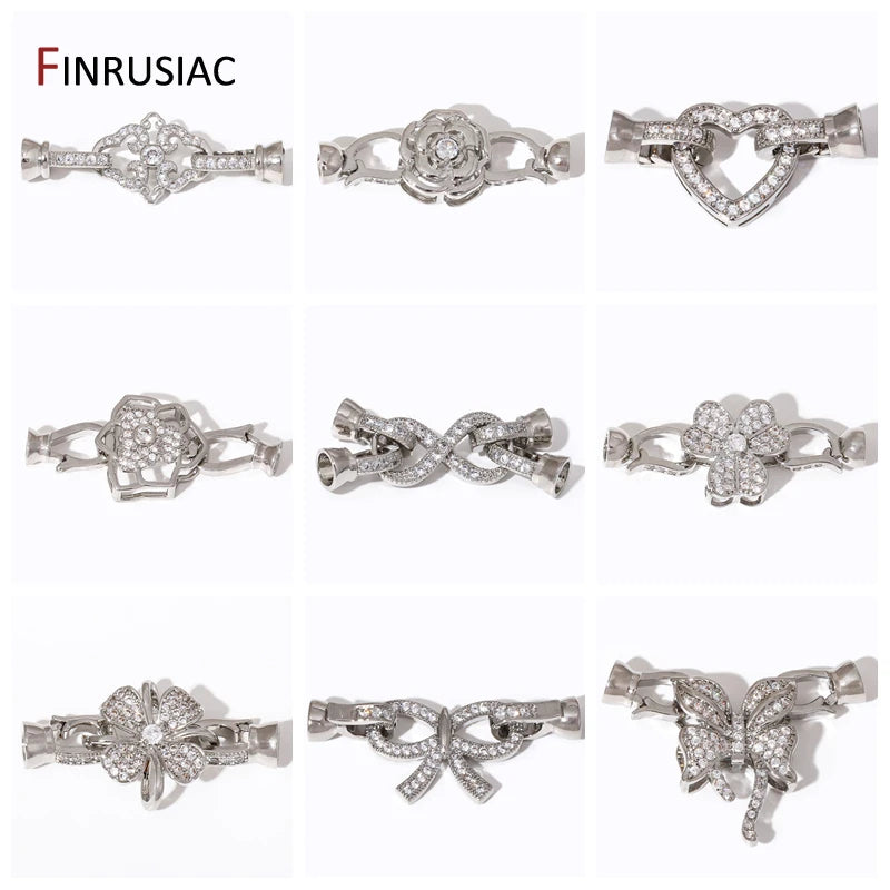 Multi Styles 18K Gold Plated Brass Flower Insert Safety Clasps,Fastener Pearl Clasps Connectors For DIY Jewelery Making Supplies