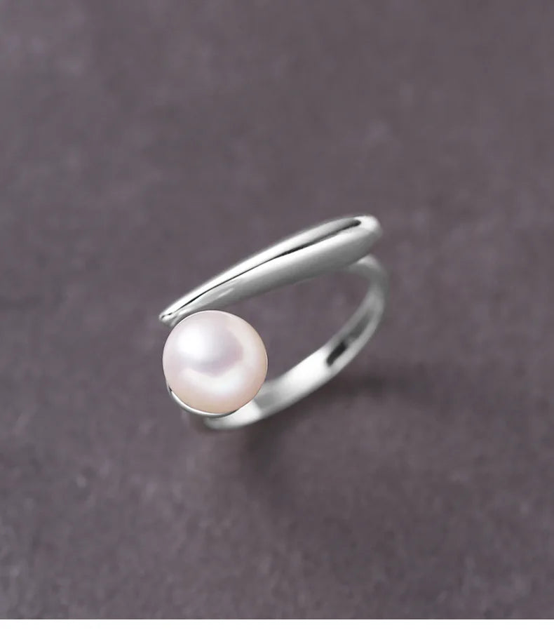 925 Sterling Silver Round Pearl Ring Wedding Adjustable Rings For Women Jewelry Wholesale Money 925