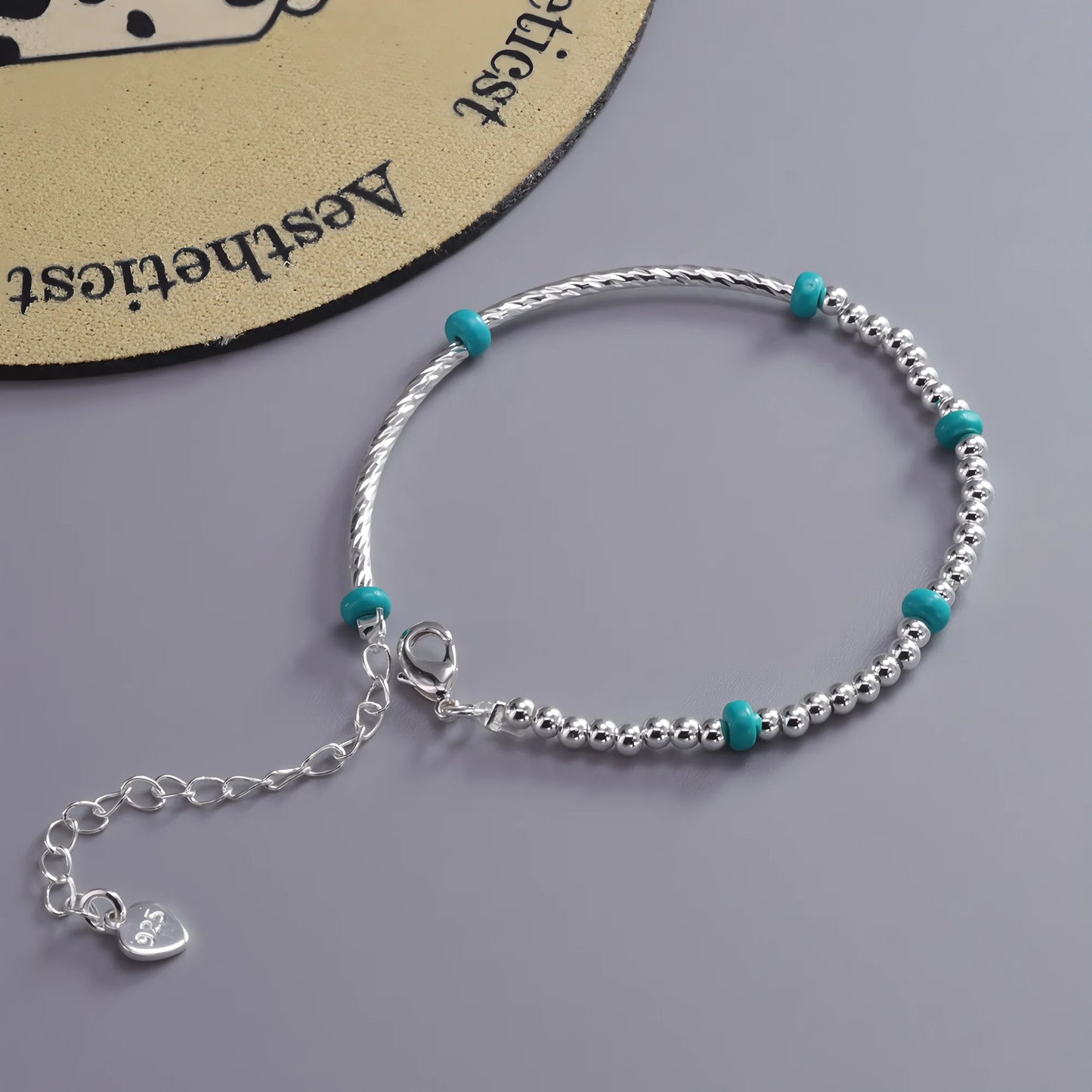 VENTFILLE 925 Sterling Silver Line Extremely fine Bracelet for Women Love Haert Bead Korean Ins Sweet Jewelry Gift