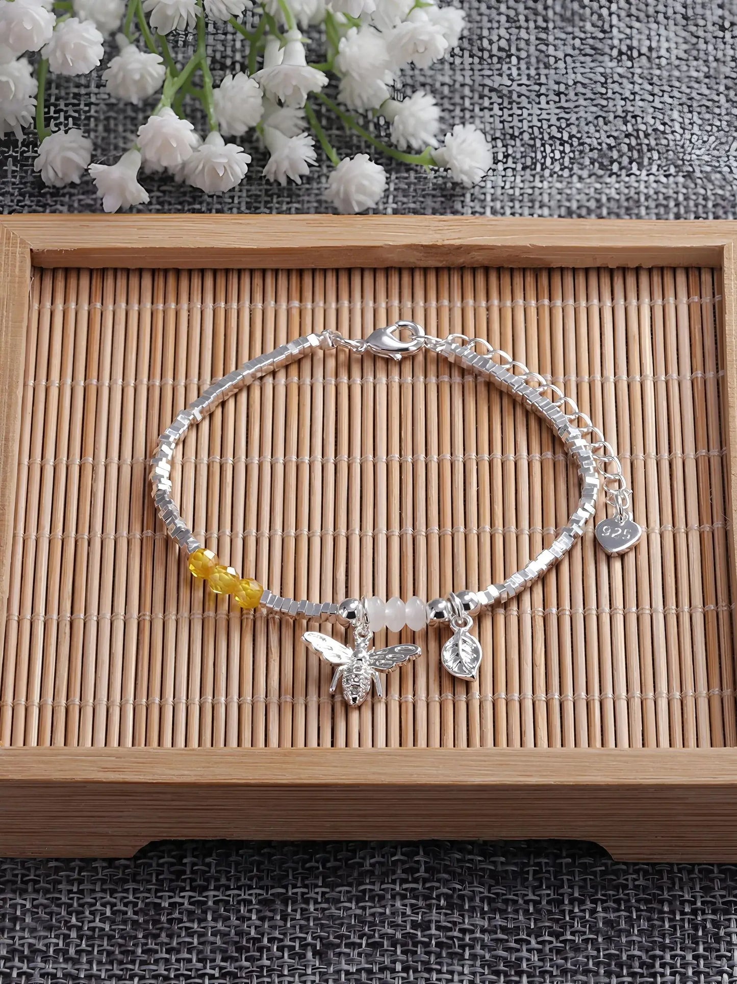 VENTFILLE 925 Sterling Silver Line Extremely fine Bracelet for Women Love Haert Bead Korean Ins Sweet Jewelry Gift