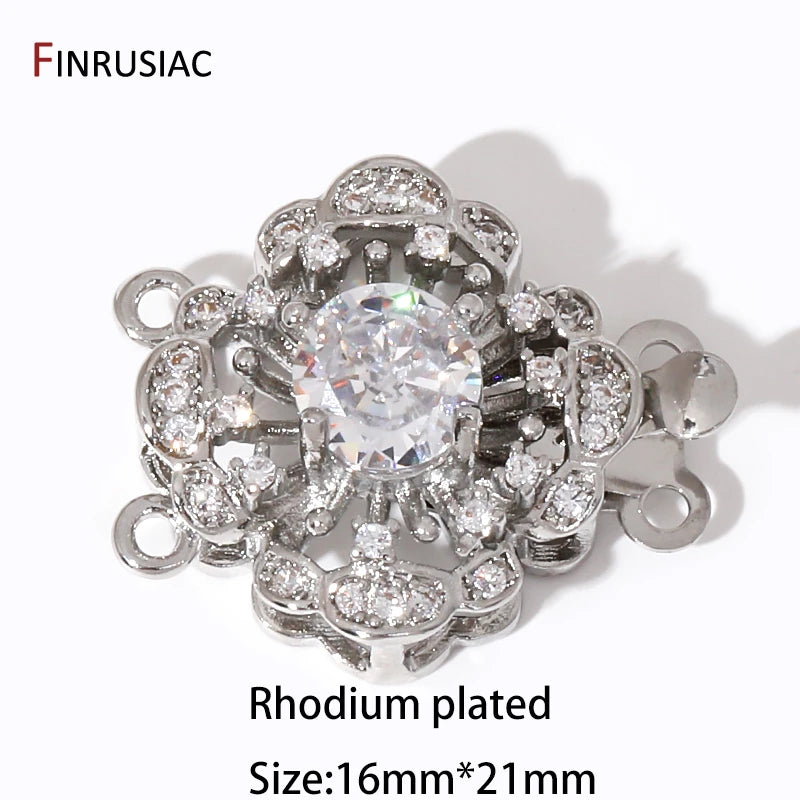 Multi Styles 18K Gold Plated Brass Flower Insert Safety Clasps,Fastener Pearl Clasps Connectors For DIY Jewelery Making Supplies
