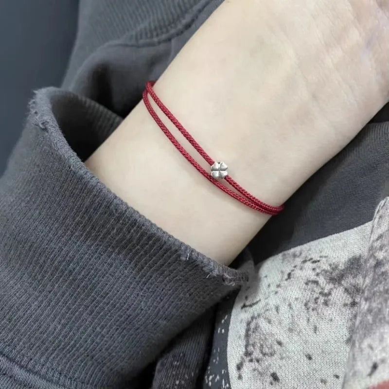 1/3Pcs Red Four-leaf Clover Bracelets for Women Men Adjustable Handmade Red Lucky Rope Couple Minimalist Jewelry Accessories