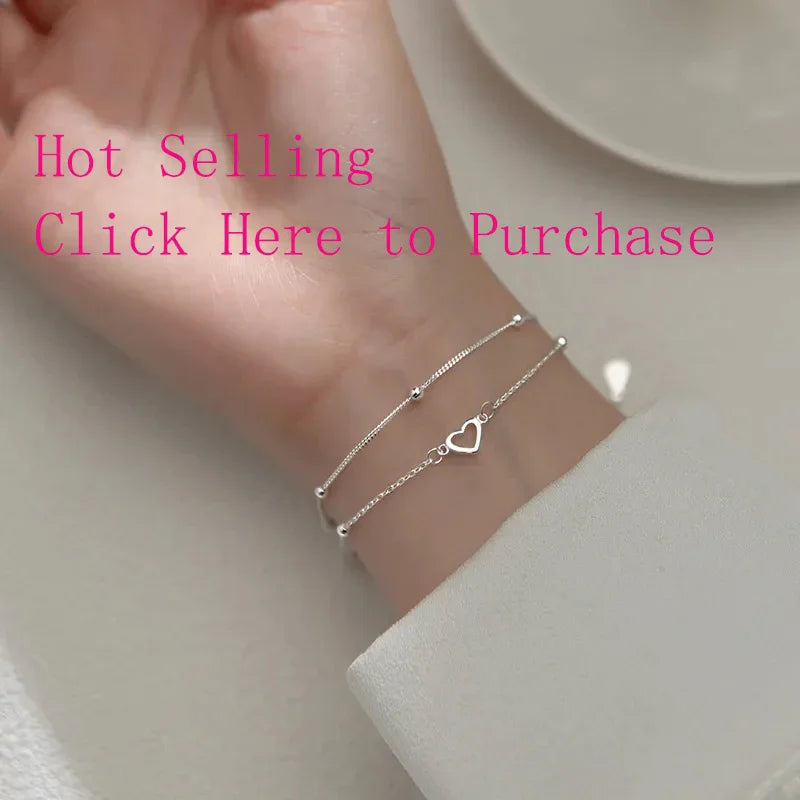 VENTFILLE 925 Sterling Silver Line Extremely fine Bracelet for Women Love Haert Bead Korean Ins Sweet Jewelry Gift