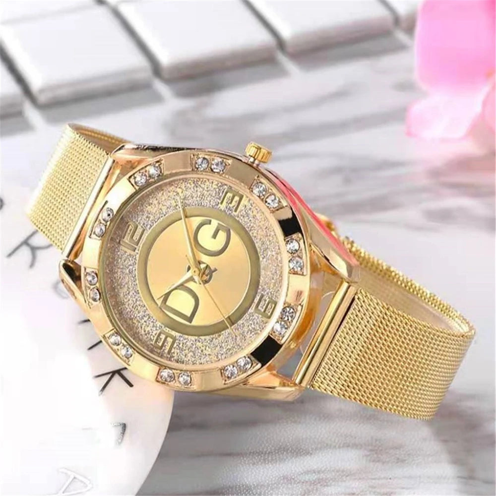 Luxury 2025 Women's watches With Diamonds Simple Digital Design Ladies' Quartz Watch Casual Gold Mesh Belt Women Clock Strap