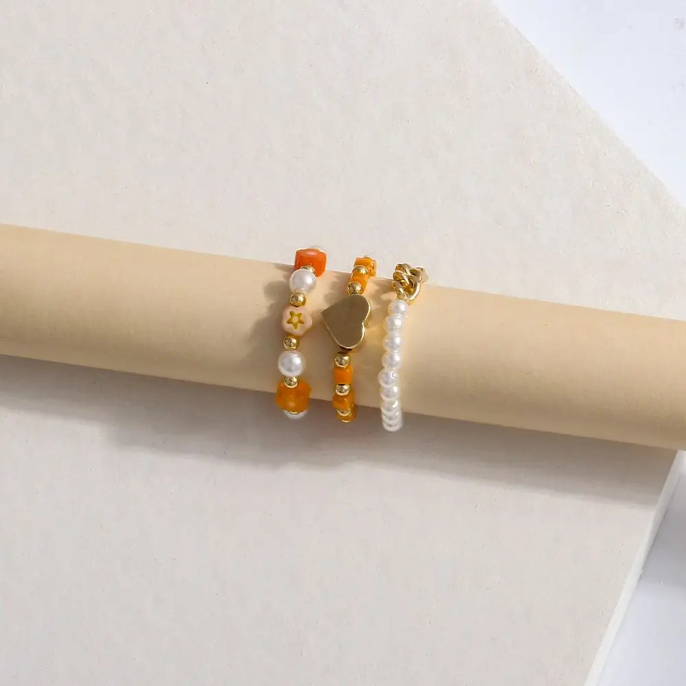 Vegetarian Circle Minimalist Accessories Beads Korean Style Resin Ring Women Pearl Ring Set Popular Accessories Party Favors