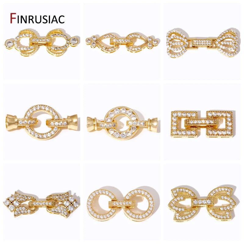 Multi Styles 18K Gold Plated Brass Flower Insert Safety Clasps,Fastener Pearl Clasps Connectors For DIY Jewelery Making Supplies