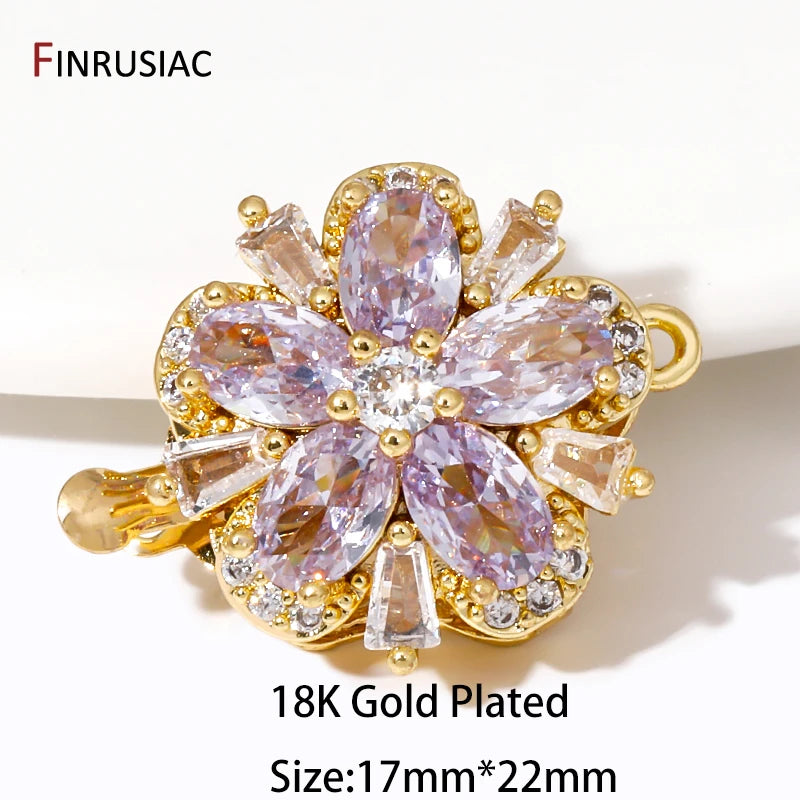 Multi Styles 18K Gold Plated Brass Flower Insert Safety Clasps,Fastener Pearl Clasps Connectors For DIY Jewelery Making Supplies