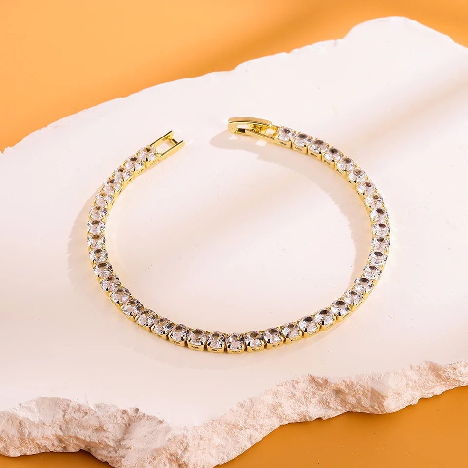 Fashion Zirconia Tennis Bracelet For Women Crystal Charm Designer Tennis Thin Chain Bracelet On Hand Wedding Jewelry