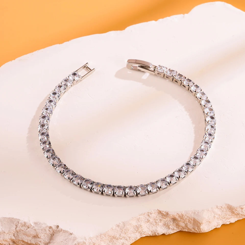 Fashion Zirconia Tennis Bracelet For Women Crystal Charm Designer Tennis Thin Chain Bracelet On Hand Wedding Jewelry