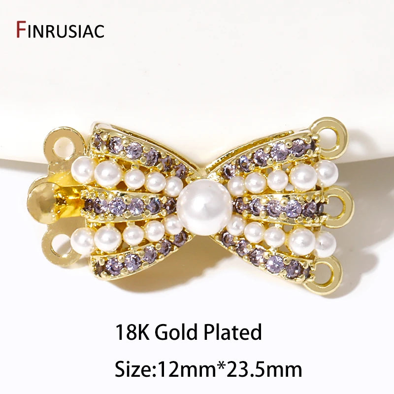 Multi Styles 18K Gold Plated Brass Flower Insert Safety Clasps,Fastener Pearl Clasps Connectors For DIY Jewelery Making Supplies