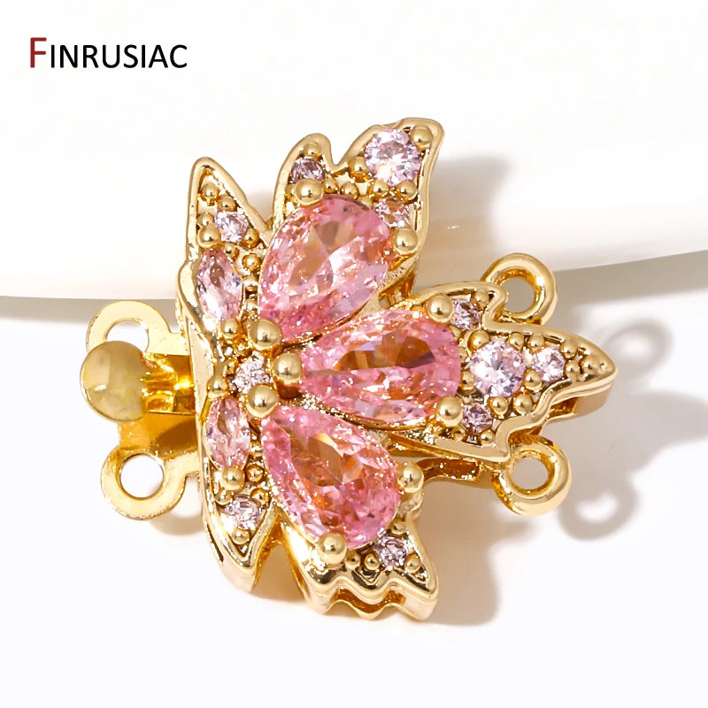 Multi Styles 18K Gold Plated Brass Flower Insert Safety Clasps,Fastener Pearl Clasps Connectors For DIY Jewelery Making Supplies