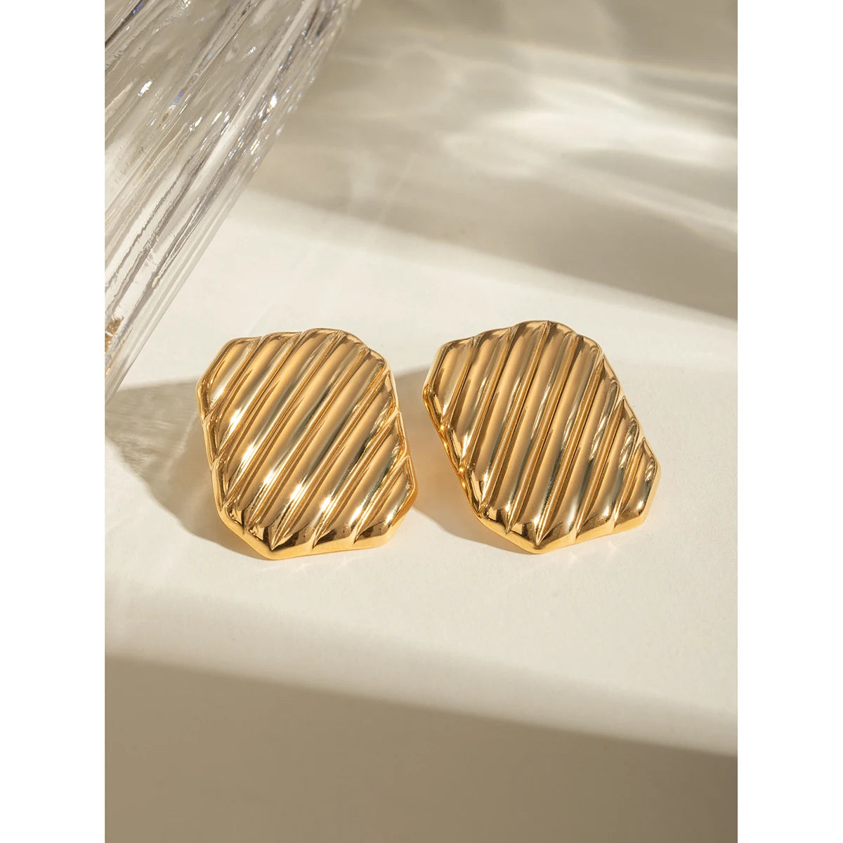 Uworld New Stainless Steel Unusual Stud Earrings for Women Statement Metal Geometric 18K PVD Plated Minimalist Jewelry Gift