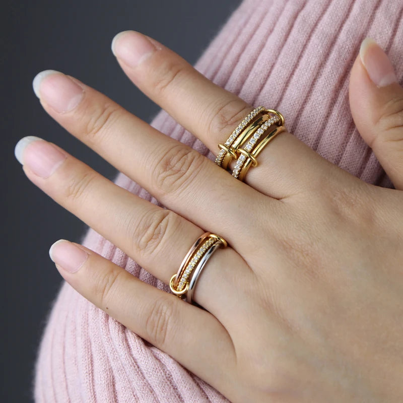 Stacking Engagement Band Rings For Women Plain Micro Paved 5A CZ Mix Color Multi Pieces Stack Full Finger Jewelry