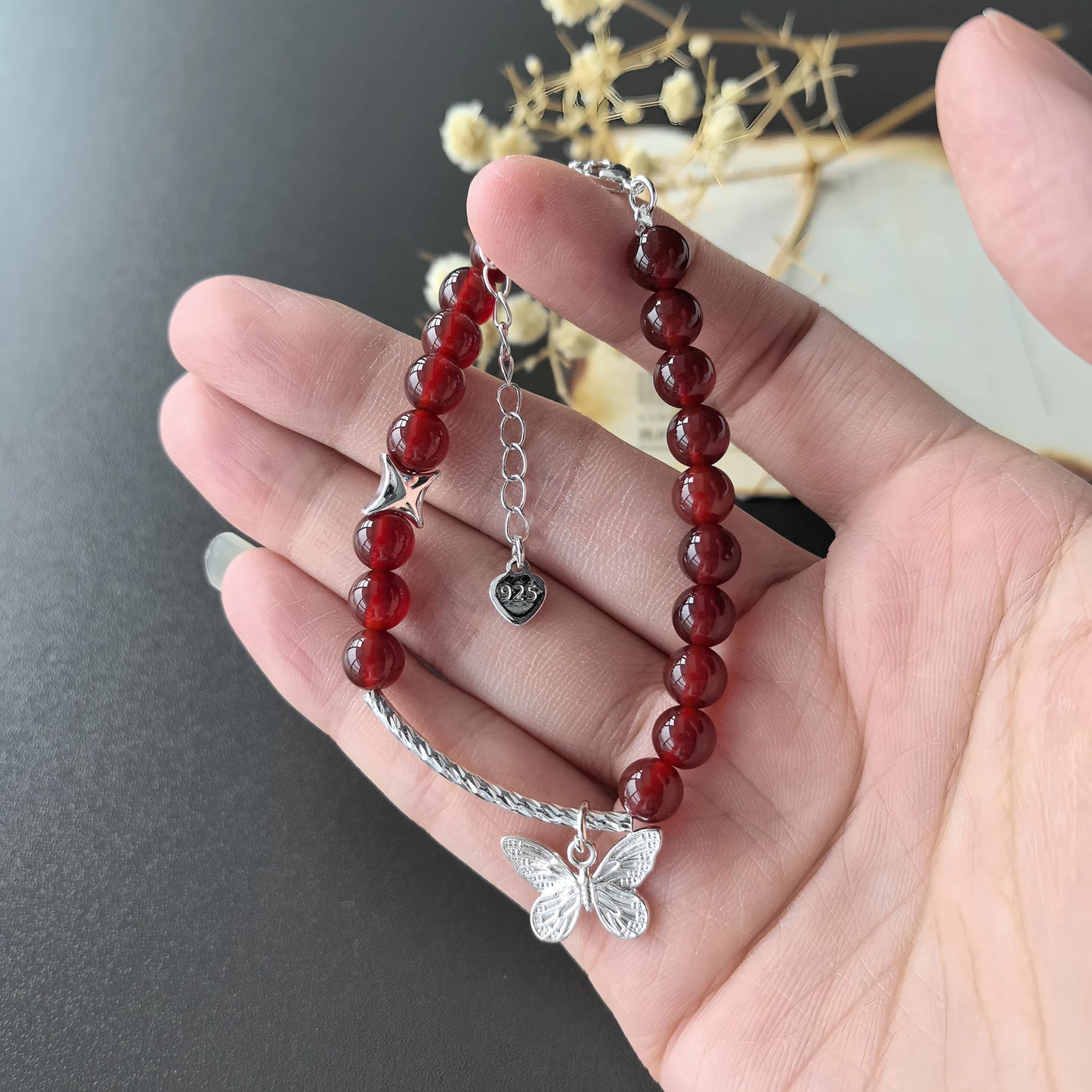 VENTFILLE 925 Sterling Silver Line Extremely fine Bracelet for Women Love Haert Bead Korean Ins Sweet Jewelry Gift