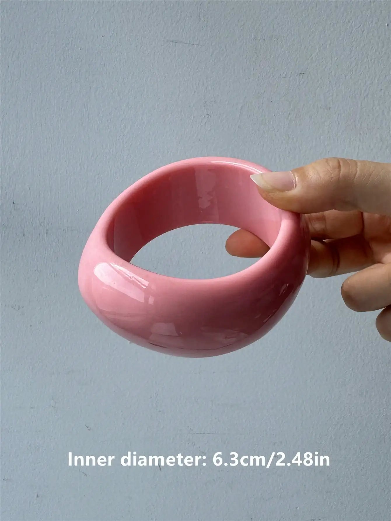 HUANZHI Thick Asymmetrical Geometric Wide Bracelet Beige Pink Fashion Jewelry Cuff For Women Suitable For Stacking Wear
