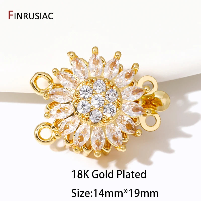 Multi Styles 18K Gold Plated Brass Flower Insert Safety Clasps,Fastener Pearl Clasps Connectors For DIY Jewelery Making Supplies
