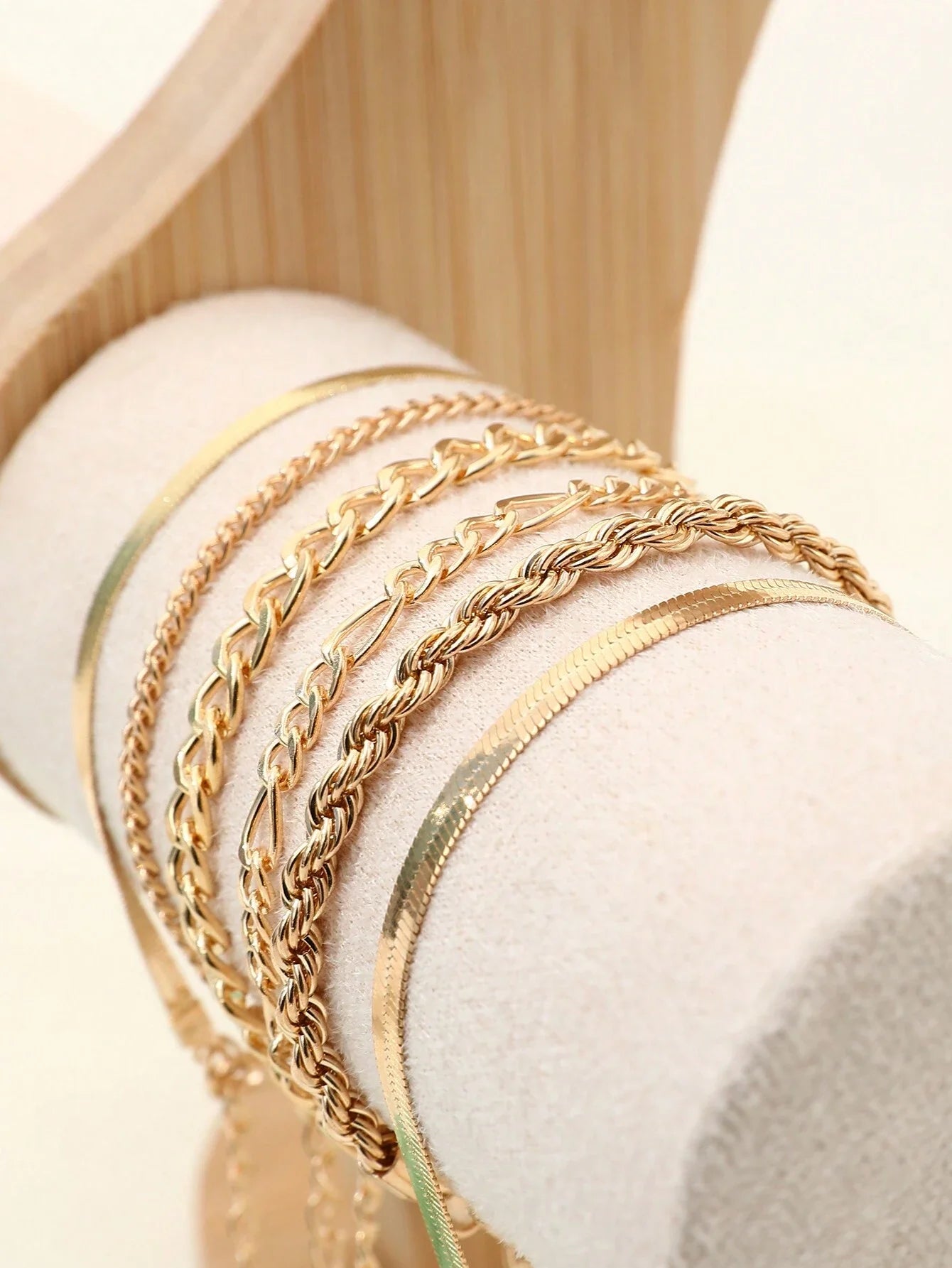 6pcs Punk Style Simple Cold Tone Chain Fashion Bracelet Set Suitable For Women's Daily Wear
