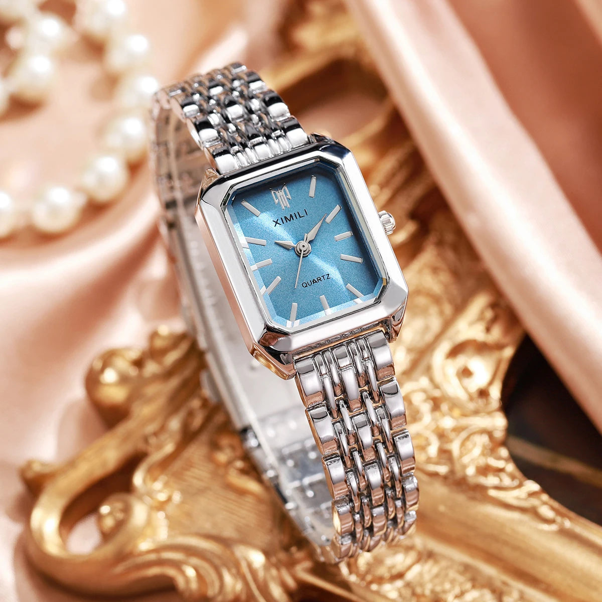 1/2/4PCS Luxury Women Watches Fashion Rectangle Woman Quartz Watch Stainless Steel Band Wristwatches Reloj Mujer(Without Box)