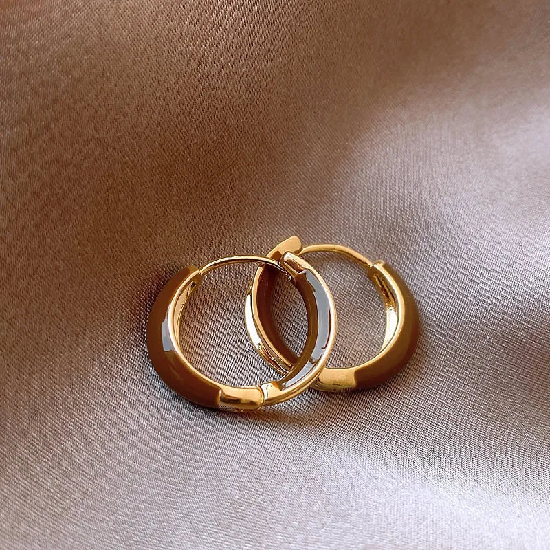 Vintage Dripping Oil U-shaped Earring for Women Simple Hoop Earrings Temperament Personality All-matching Jewelry Female 2024