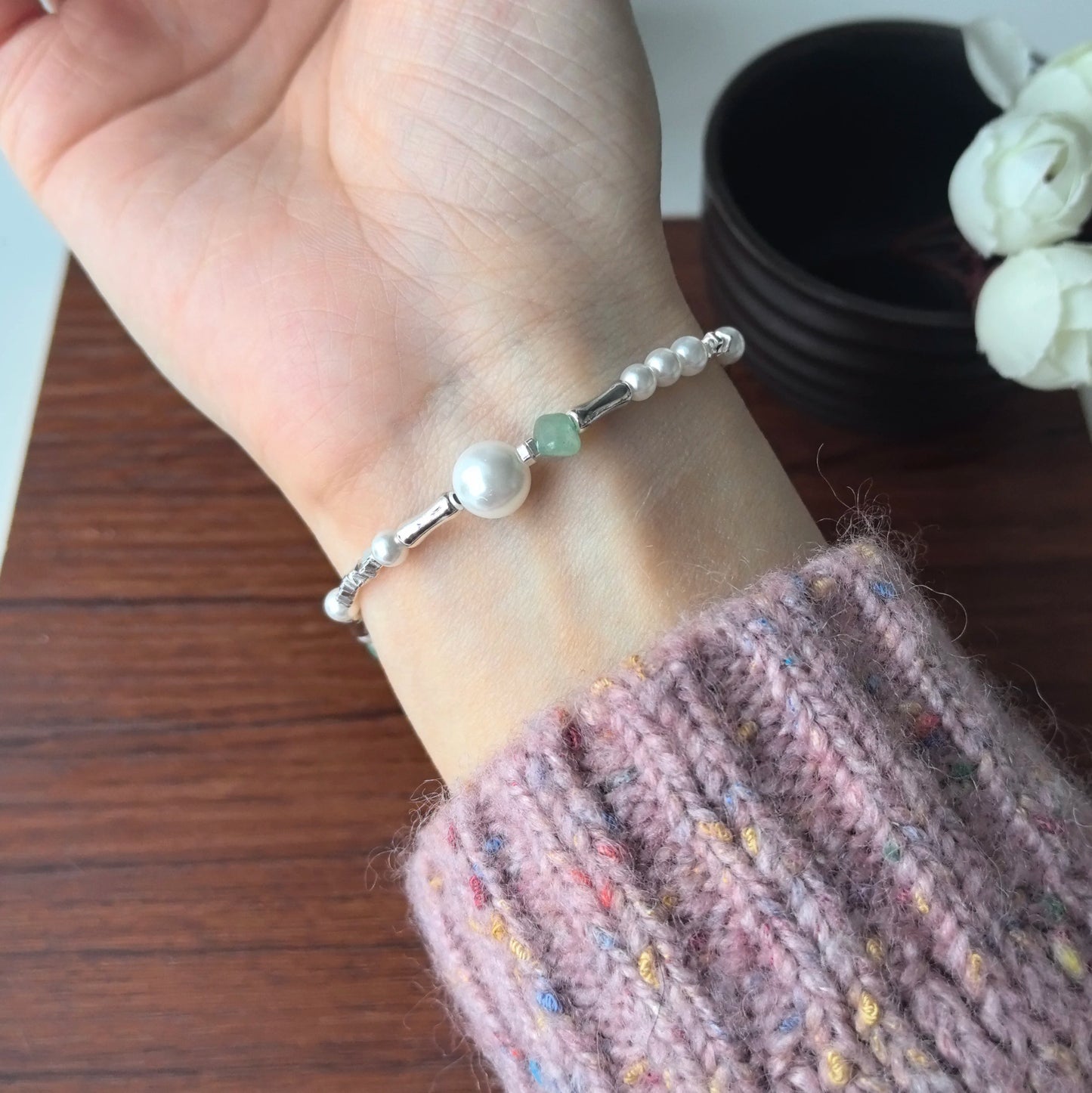 VENTFILLE 925 Sterling Silver Line Extremely fine Bracelet for Women Love Haert Bead Korean Ins Sweet Jewelry Gift